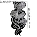 Large Skull Snake flower Biker Patches Iron on Embroidery Back Applique Jackets DIY Motorcycle Patch for Clothing Punk  Badge