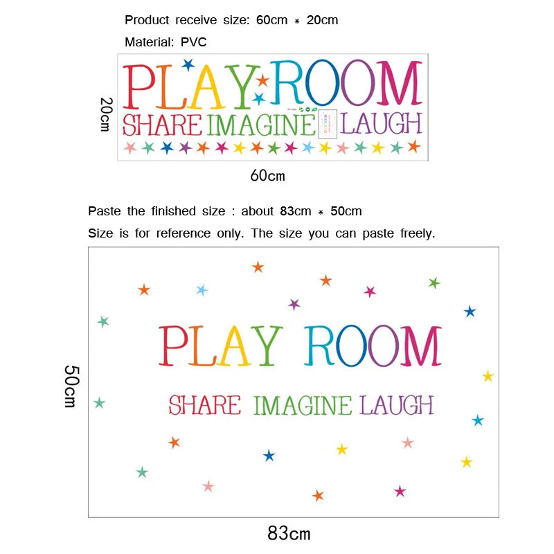 Colored Pattern Play Room Wall Sticker Kids Rooms Bedroom Decorations Wallpaper English Proverbs Mural Removable Stickers Poster