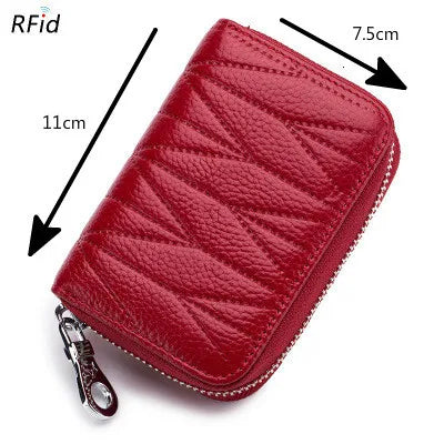 RFID Wallet for Women  Genuine Leather Female Travel Purse Zipper  Women's Wallet 36 Card Holder мини кошелек жен