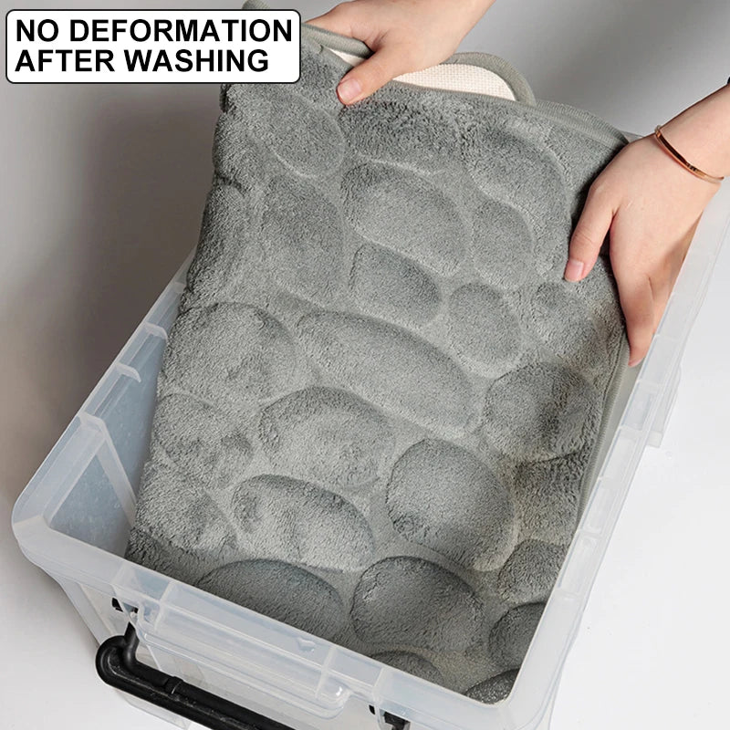 Cobblestone Embossed Bathroom Bath Mat Non-slip Carpets In Wash Basin Bathtub Side Floor Rug Shower Room Doormat Memory Foam Pad
