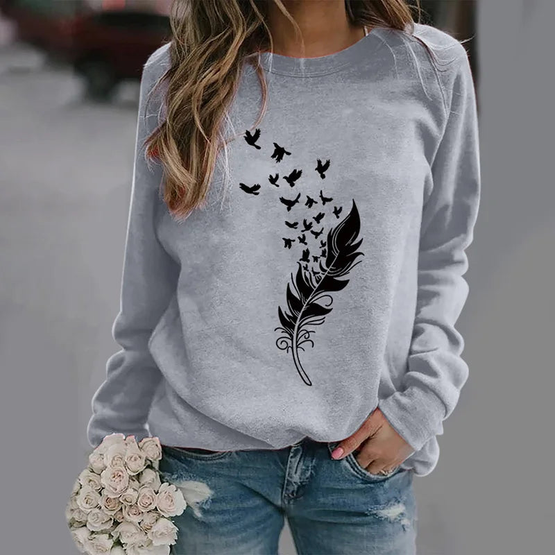 Women S-3XL Fashion Winter Womens Casual Long Sleeve Tops Ladies Print Sweatshirt high quality materials