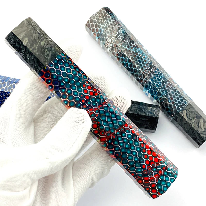1pc Carbon Fiber + C-Tek Resin Octagonal Knife Handle for DIY Semi-finished Damascus Knife Handle Material Kitchen Knife Handle
