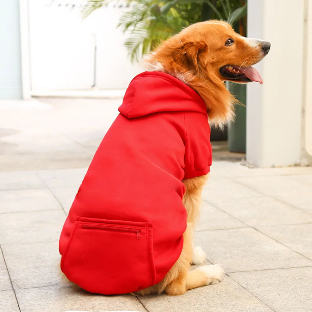 Sport Dog Hoodies for Medium and Large Dogs Warm Fleece Dog Sweatshirt with Hooded and Pocket Big Dog Clothes Winter Pet Outfits