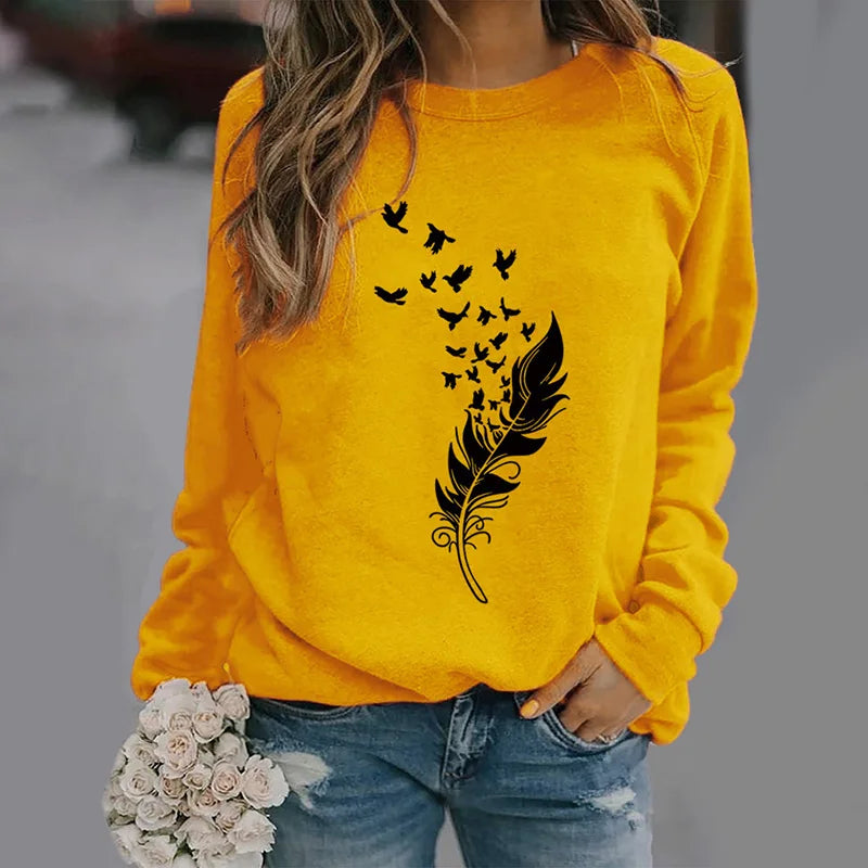 Women S-3XL Fashion Winter Womens Casual Long Sleeve Tops Ladies Print Sweatshirt high quality materials