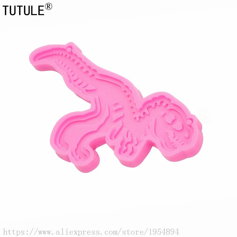 Dinosaur Fossil Mold,Dinosaur Skelleton Mold,Key Fobs Mold,Chocolate,Clay,dinosaur with keychain hole Resin necklace Mold