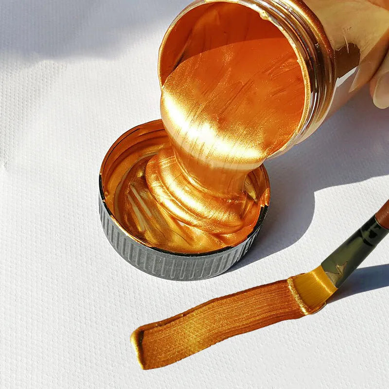100ml Gold Acrylic Paint Metallic Color Pigment Waterproof Gypsum Toys Statuary Coloring DIY Textile Painting Graffiti Colorant