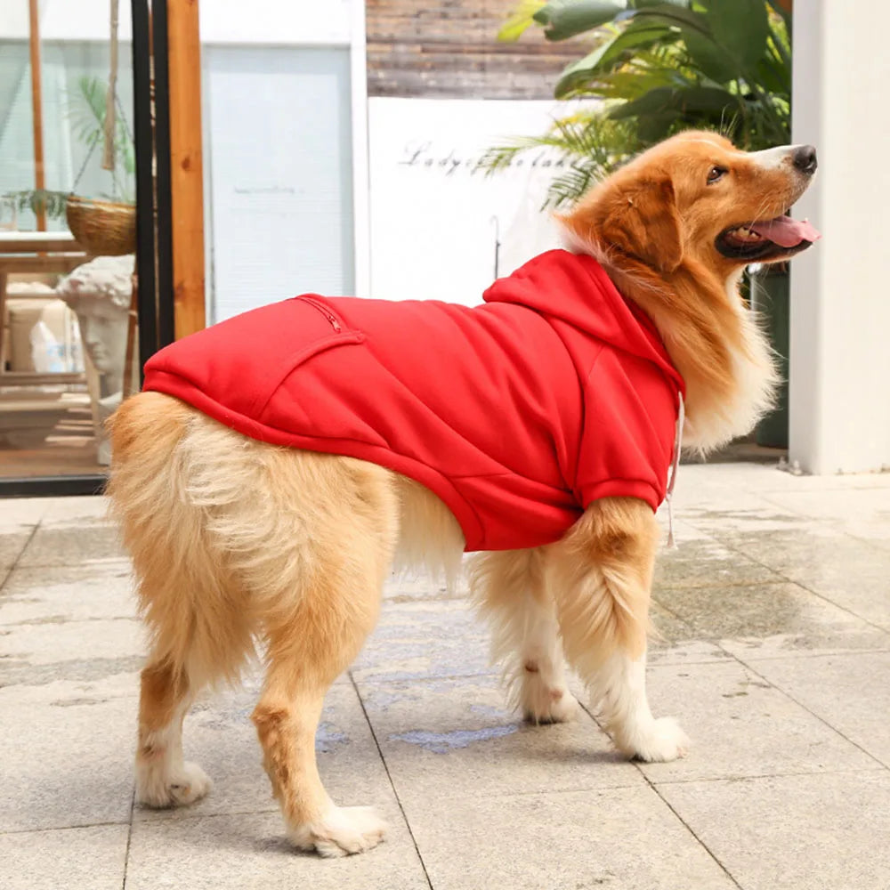 Sport Dog Hoodies for Medium and Large Dogs Warm Fleece Dog Sweatshirt with Hooded and Pocket Big Dog Clothes Winter Pet Outfits