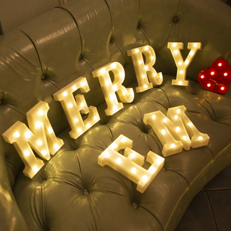 Alphabet Letter LED Lights Luminous Number Lamp Battery Warm Night