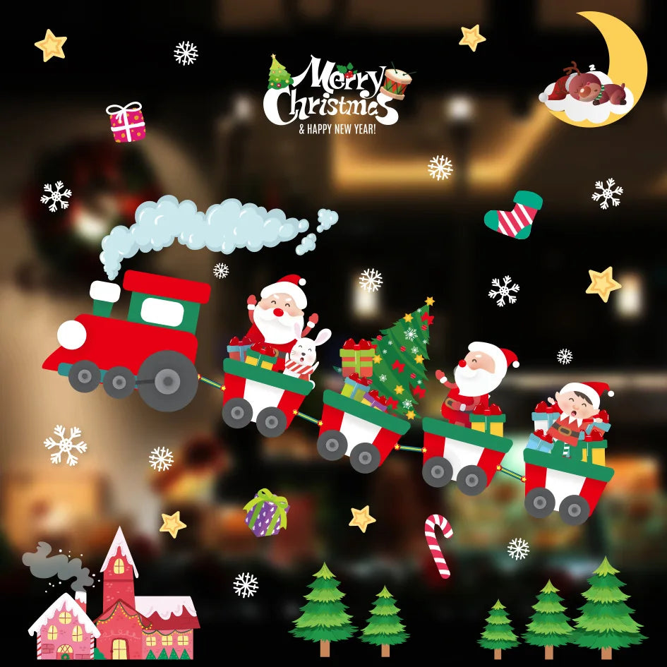 Christmas Window Stickers Merry Christmas Halloween Wall Stickers Xmas