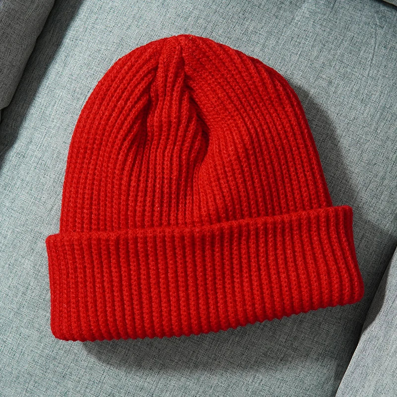 Solid Color Knitted Beanies for Women Men Winter Autumn Outdoor Keep WarmThick Skullies Hats Female Wool Gorras Hip Hop Dad Cap