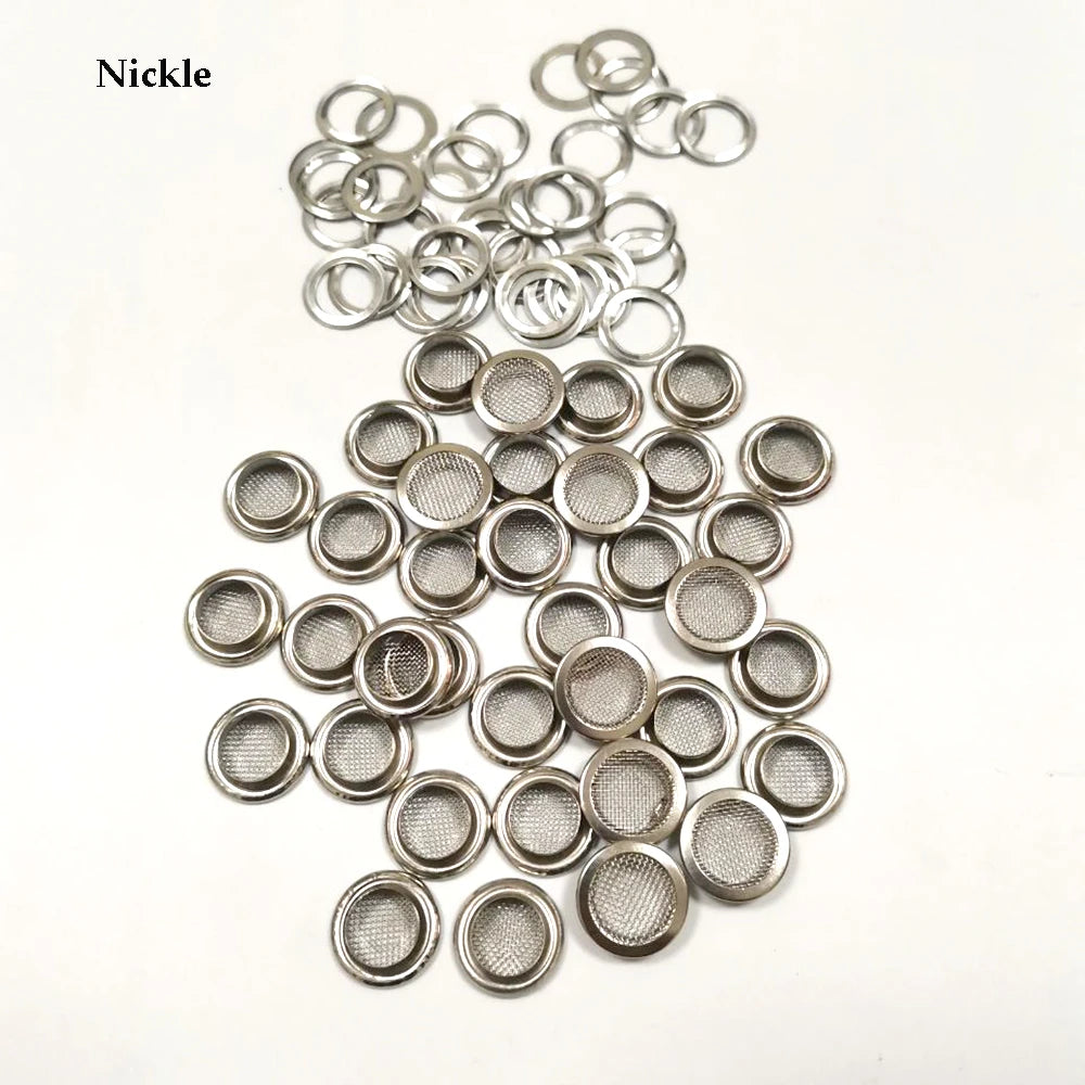 100Sets/Lot 14/15.5mm Metal Brass Mesh Eyelets Washer Metal Grommet Nikckle/Black nickle Color