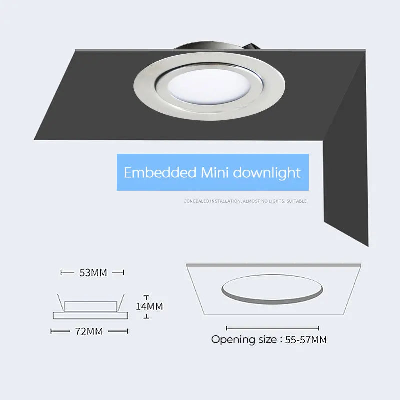 IP65 Spotlight 3W 5W 7W DC 12V Stainless Steel 304 LED Safety Voltage ultra-thin Home Kitchen Dining Spot Lighting 14mm Slim