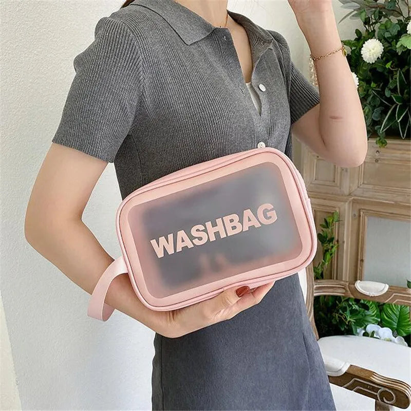 Women's Bag Portable Travel Wash Makeup Bag Clear Makeup Bag Waterproof Cosmetic Lettered Skin Care Makeup Beauty Bags