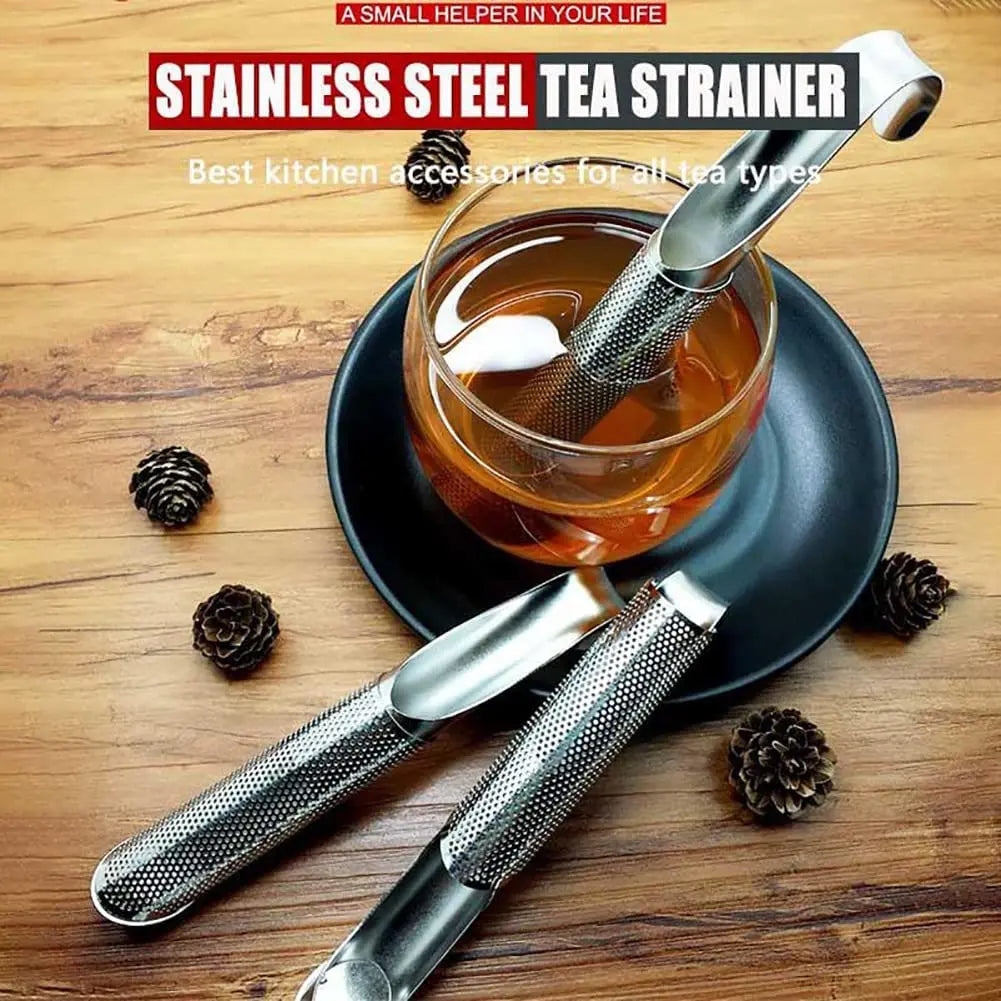 Tea Infuser Stainless Steel Stick Pipe Tea Steeper Strainer Mesh Tea Maker for Loose Tea Leaf Herbs Spice Single Cup Brewer Mugs