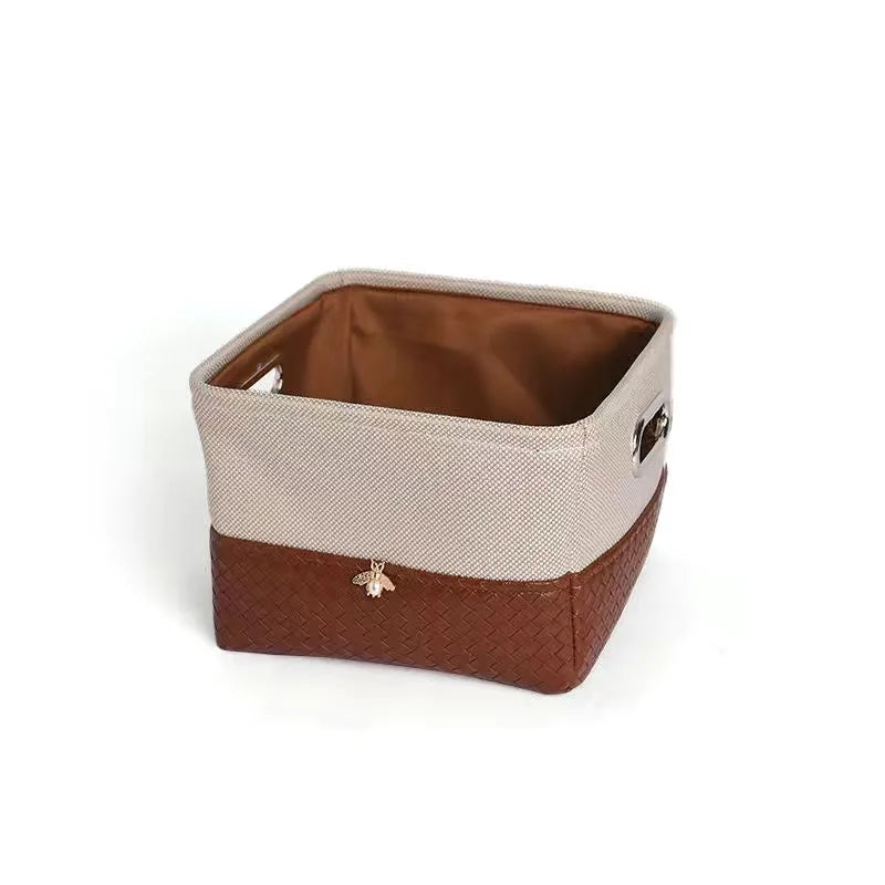 Foldable Storage Basket Organizer Toys Box Sundries Book Snack Desk Organizer Clothes Basket PU Laundry Hamper Home Decor