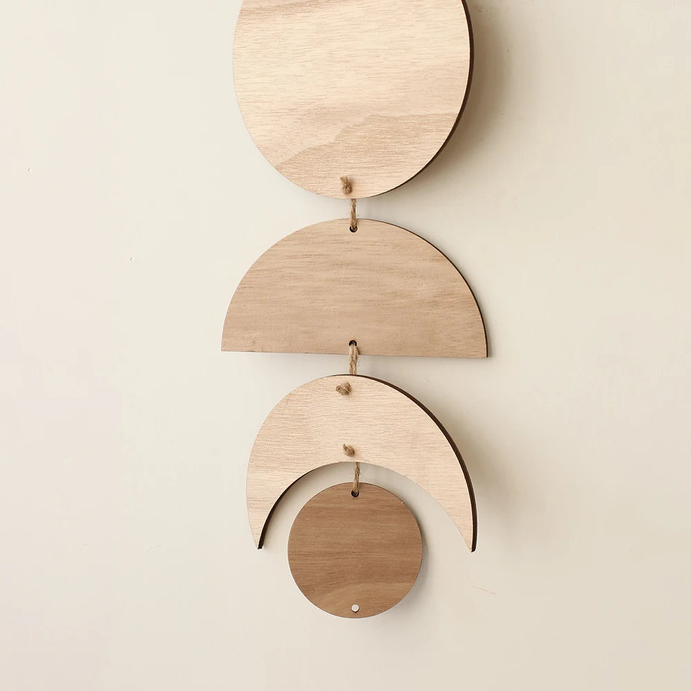 Wooden Moon Phase Garland Wall Decor Ramadan Decoration Boho Home Decor Bedroom Living Room Nursery Ornament Decor Craft Gift