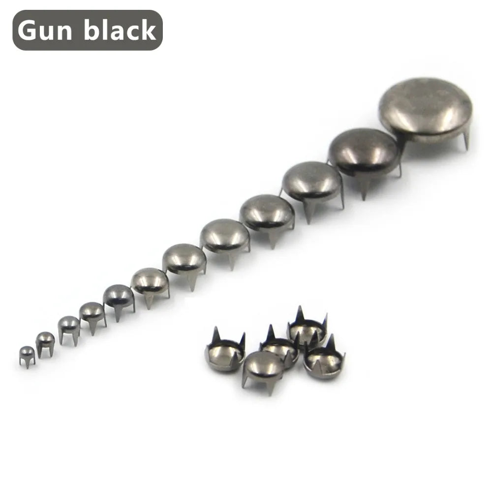 100pcs 2.5-16mm Round Dome Rivets Spike Studs Spots Nailhead Punk Rock DIY Leather Craft For Shoes Clothing Bag Parts Decoration