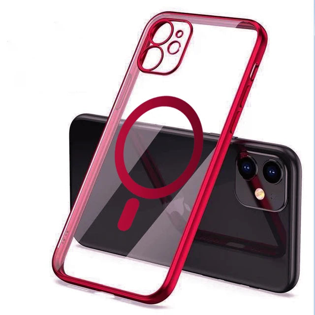 Luxury Plating Silicone Magnet Case For iPhone 14 13 12 11 Pro Max 12 13Mini Wireless Charger Magsafing Electroplate Soft Covers