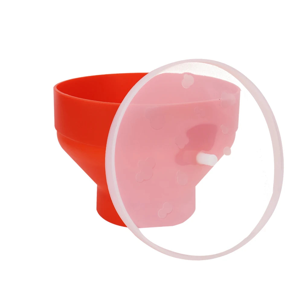 Microwave Popcorn Bowl Bucket Silicone DIY Red Popcorn Maker with Lid Chips Fruit Dish High Quality Kitchen Easy Tools