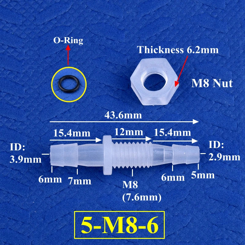 5~200Pcs M6~M10 To 3~8mm PP Pagoda Direct Connectors Hex Nut O-Ring Aquarium Tank Air Pump Adapter Garden Irrigation Hose Joint