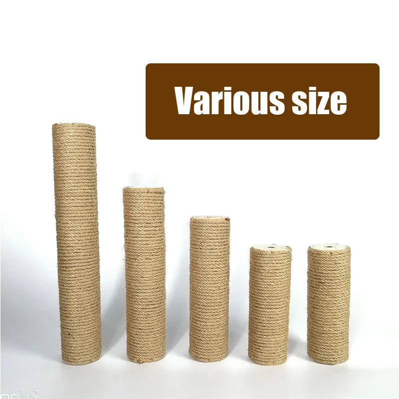 Cat Scratching Post Cat Tree Sisal Solid Wood DIY Cat Climbing Frame Replacement Post Accessories Kitten Toy Tower Scratcher
