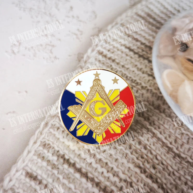 Masonic Lapel Pins Freemasonry Badge Mason Freemason BLM23 size2.6cm Simple creative Gold-plated Compass ruler men's businessies