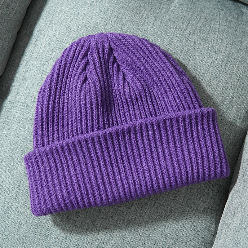 Solid Color Knitted Beanies for Women Men Winter Autumn Outdoor Keep WarmThick Skullies Hats Female Wool Gorras Hip Hop Dad Cap