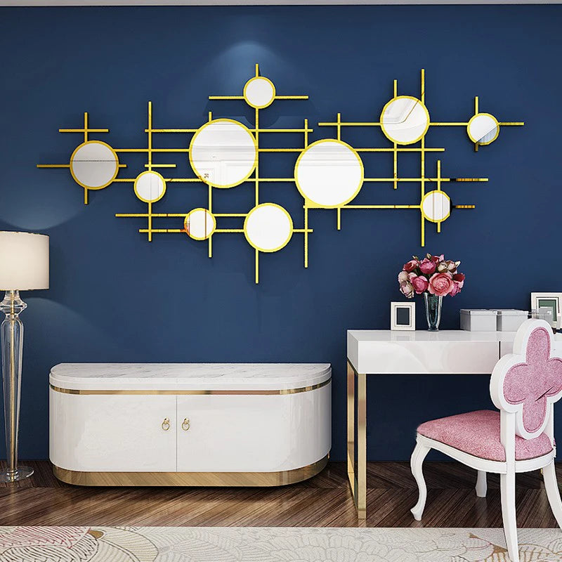Simple Line Geometry Mirror Acrylic Wall Stickers, Living Room Wall Decoration, Originality 3D, DIY Home Decor