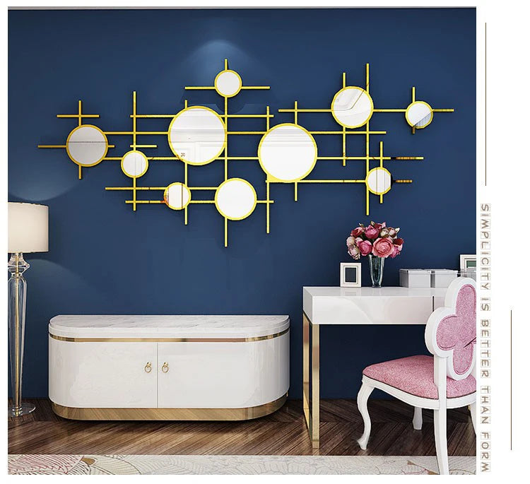 Simple Line Geometry Mirror Acrylic Wall Stickers, Living Room Wall Decoration, Originality 3D, DIY Home Decor