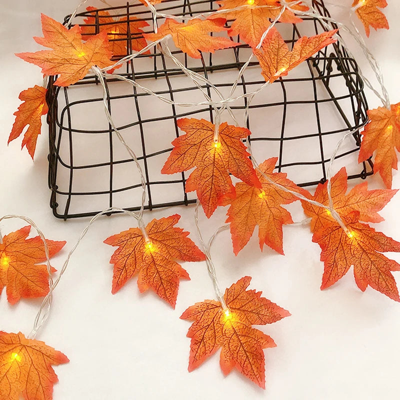 2/3/6M Christmas Decoration Artificial Maple Leaf Leaves LED Light