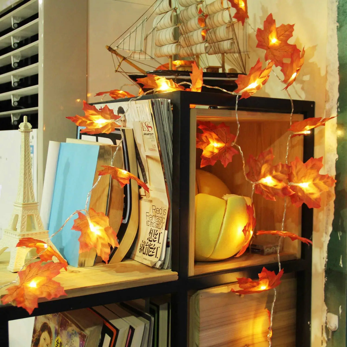2/3/6M Christmas Decoration Artificial Maple Leaf Leaves LED Light