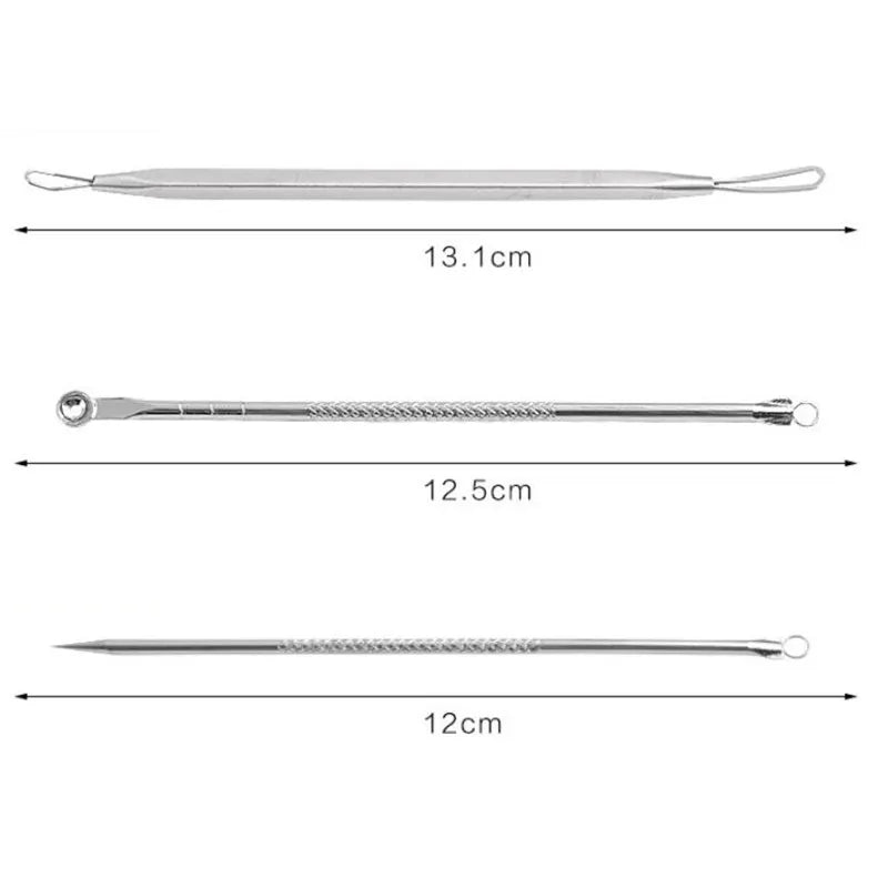 3pcs 1 Set Silver Blackhead Comedone Remover Needles For Squeezing Acne Pimple Blemish Extractor Face Skin Care Beauty Tools