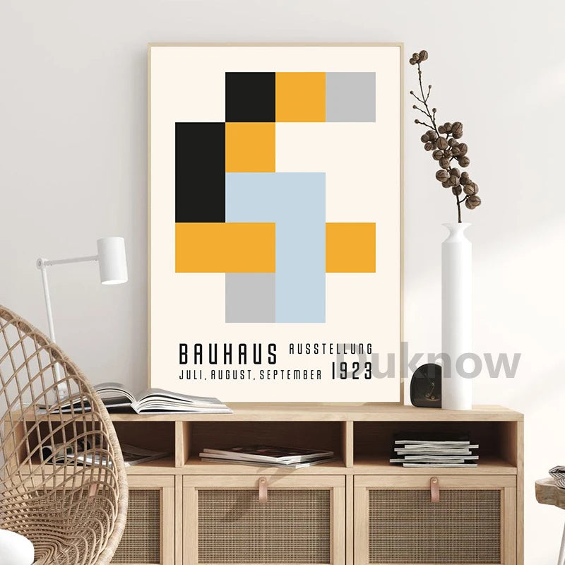 Bauhaus Museum Exhibition Posters and Prints Gallery Wall Art Pictures , Herbert Bayer Art Canvas Painting for Living Room Decor