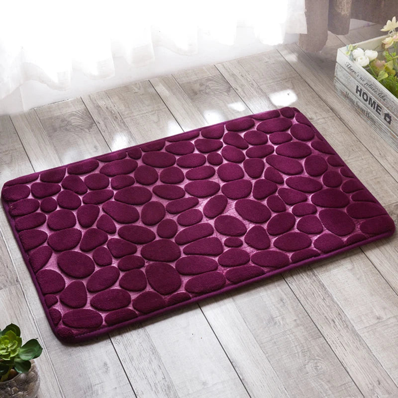 Cobblestone Embossed Bathroom Bath Mat Non-slip Carpets In Wash Basin Bathtub Side Floor Rug Shower Room Doormat Memory Foam Pad