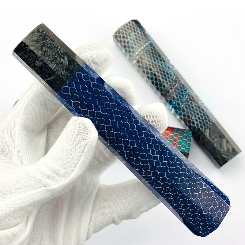 1pc Carbon Fiber + C-Tek Resin Octagonal Knife Handle for DIY Semi-finished Damascus Knife Handle Material Kitchen Knife Handle