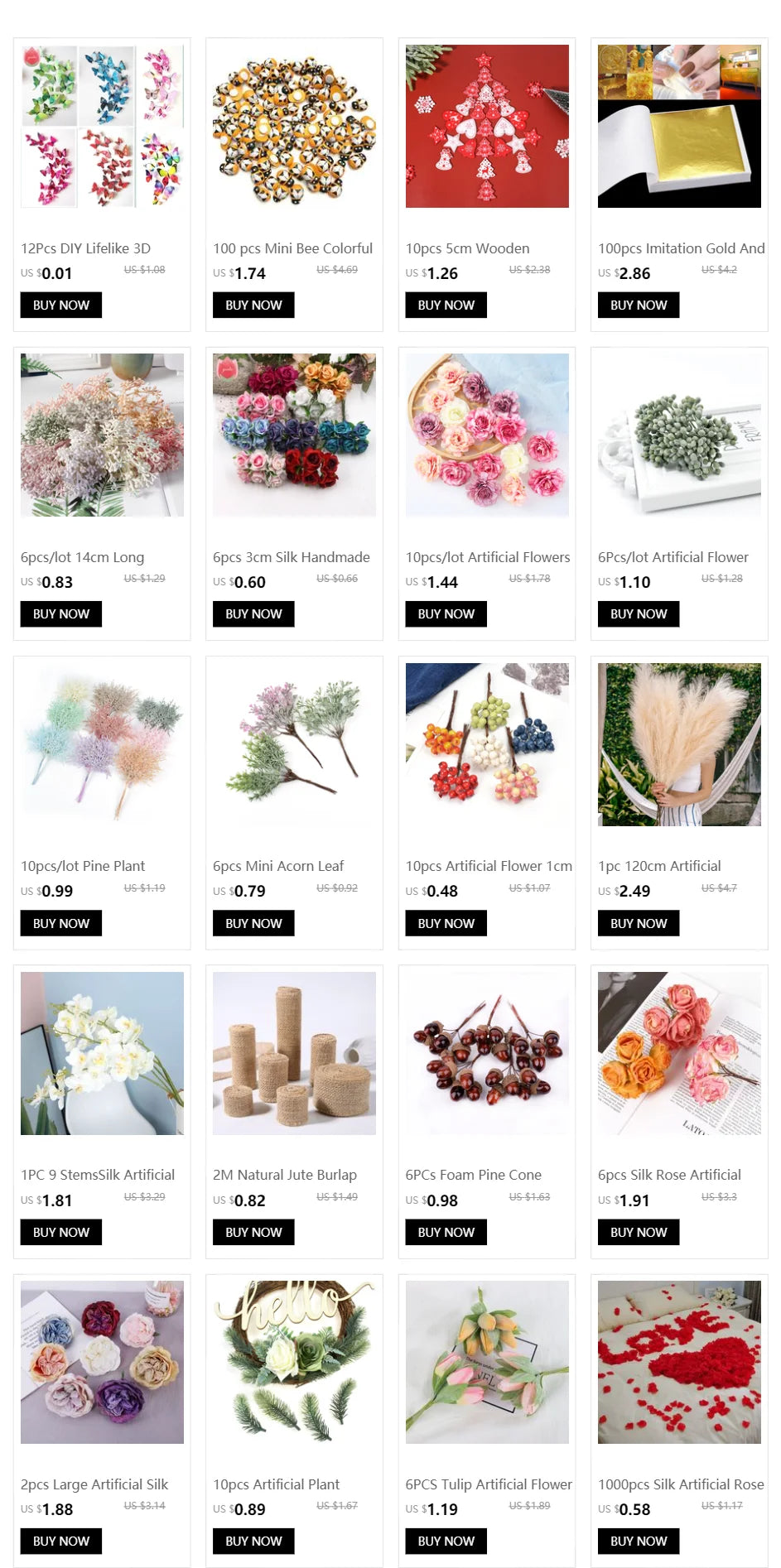 10/20PCS Artificial Flowers DIY Candy Box Cake Home Decor Christmas Decorative Wreaths Wedding Party Garden Roses Arch Silk Fake