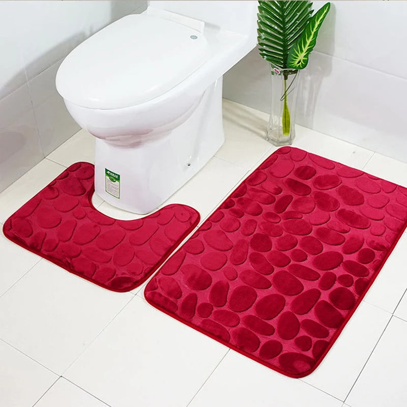 Cobblestone Embossed Bathroom Bath Mat Non-slip Carpets In Wash Basin Bathtub Side Floor Rug Shower Room Doormat Memory Foam Pad