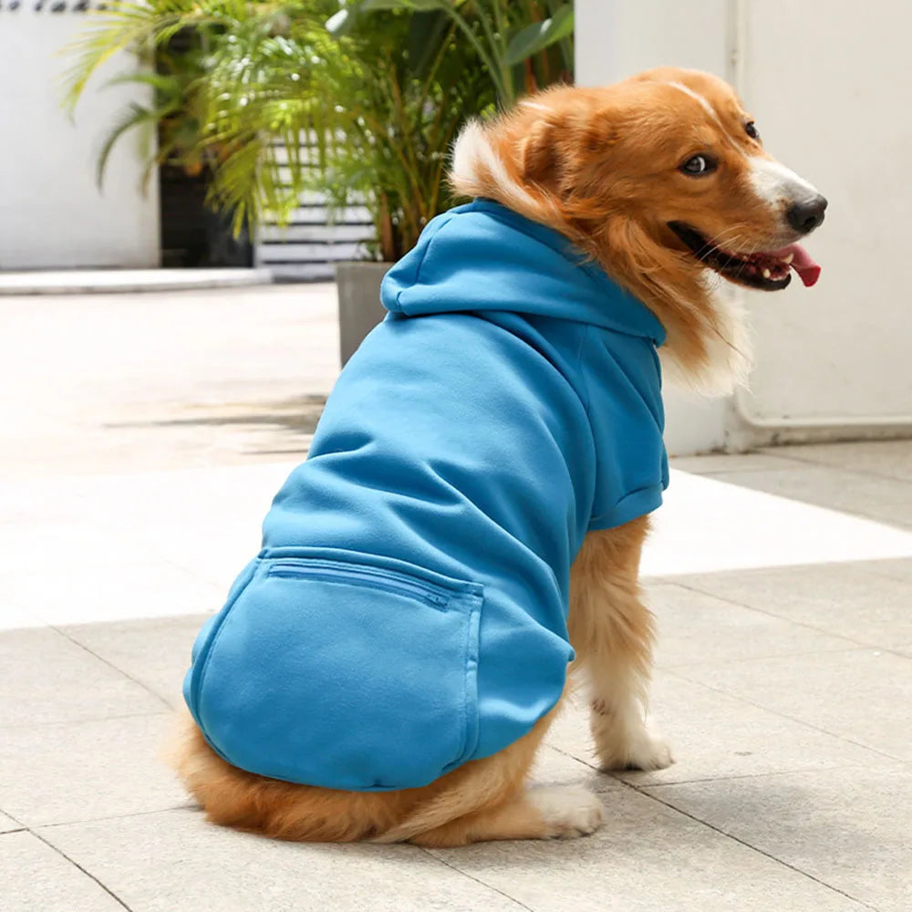 Sport Dog Hoodies for Medium and Large Dogs Warm Fleece Dog Sweatshirt with Hooded and Pocket Big Dog Clothes Winter Pet Outfits