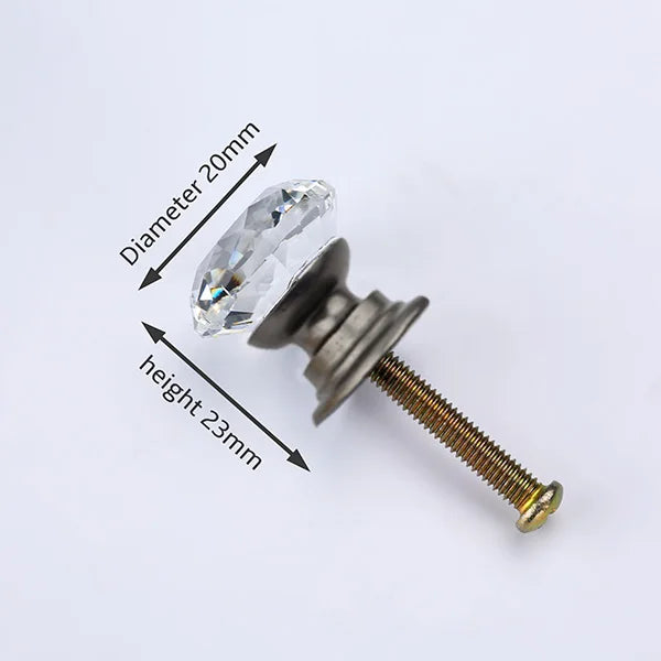NAIERDI 20mm 30mm Diamond Crystal Glass Knobs Cupboard Pulls Drawer Knobs Kitchen Cabinet Handles Modern Style Furniture Pulls