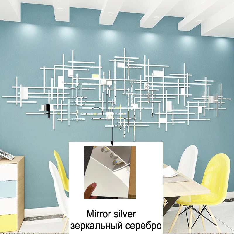Simple Line Geometry Mirror Acrylic Wall Stickers, Living Room Wall Decoration, Originality 3D, DIY Home Decor
