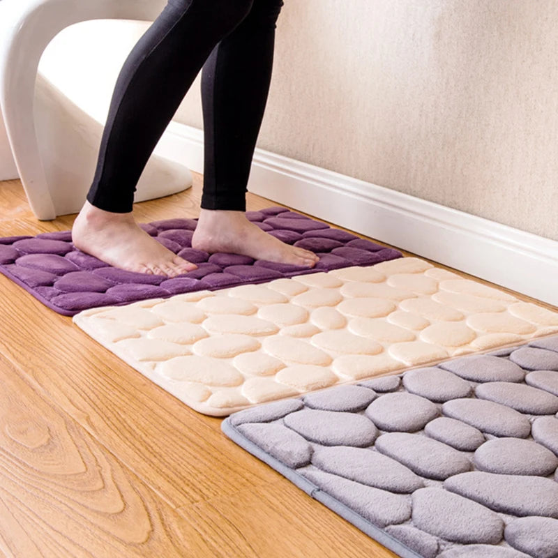 Cobblestone Embossed Bathroom Bath Mat Non-slip Carpets In Wash Basin Bathtub Side Floor Rug Shower Room Doormat Memory Foam Pad
