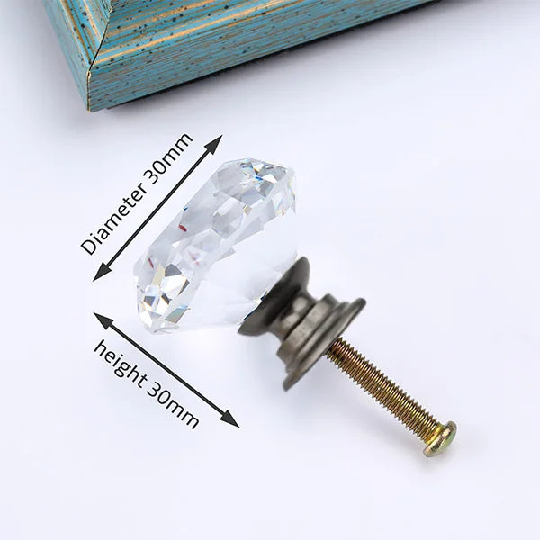 NAIERDI 20mm 30mm Diamond Crystal Glass Knobs Cupboard Pulls Drawer Knobs Kitchen Cabinet Handles Modern Style Furniture Pulls