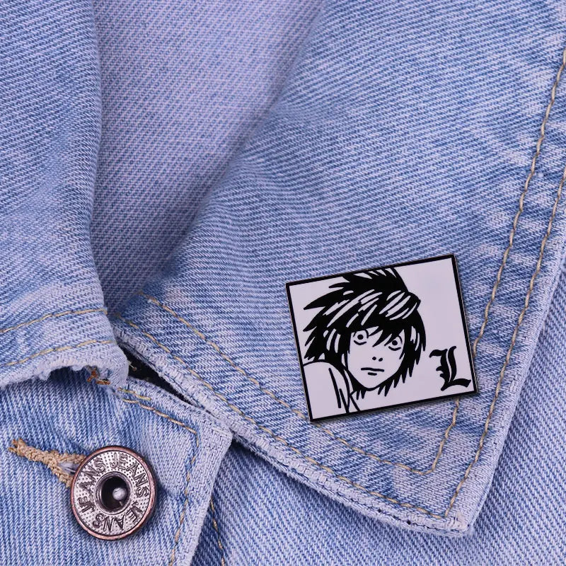 DEATH NOTE L manga badge anime jewelry