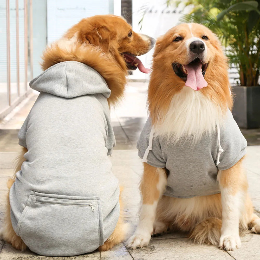 Sport Dog Hoodies for Medium and Large Dogs Warm Fleece Dog Sweatshirt with Hooded and Pocket Big Dog Clothes Winter Pet Outfits
