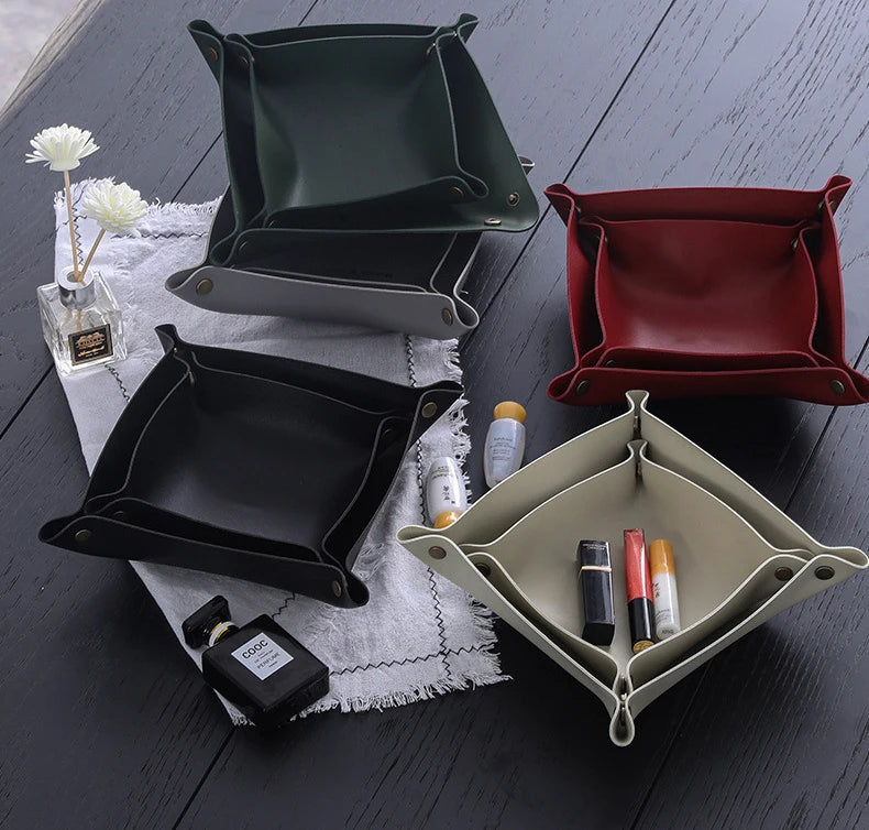 Trays Leather Personalized Desk Organizer Desktop Storage Box for Jewlery Key Cosmetics Glasses Headphone Wallet Office Home Use