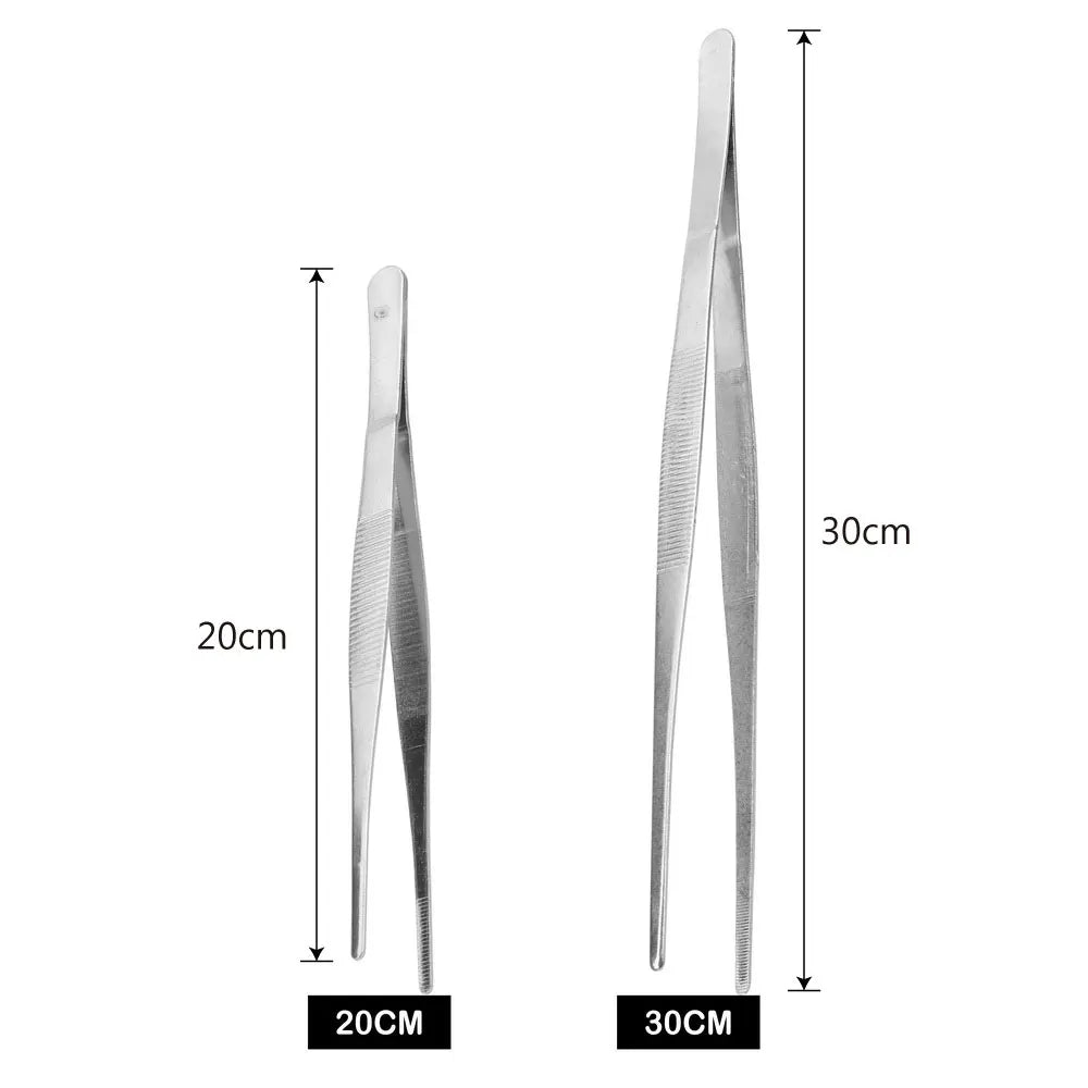 20CM/30CM Long Barbecue  Food Tong Stainless Steel Home Medical Garden Kitchen BBQ Tool Toothed Tweezer Straight  Tweezer