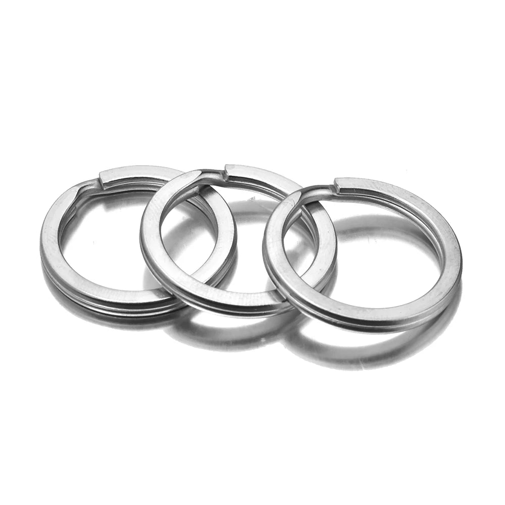 Aiovlo 20pcs/lot Stainless Steel Make Keychain Key Ring Flat