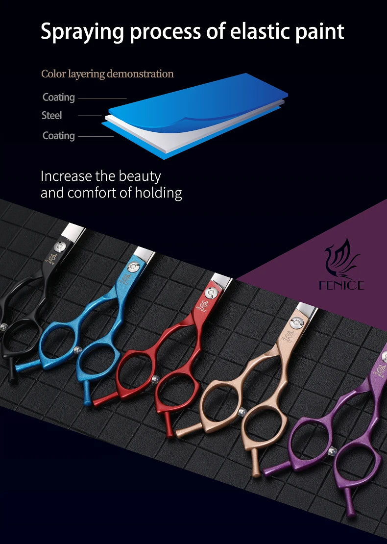 Fenice Professional symetrical handle colorful 6.5 inch pet dog curved animal grooming scissors