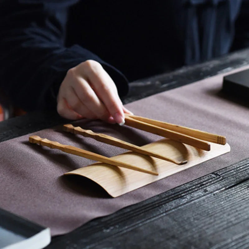 Handmade Chinese Bamboo Tea Tools Set, Spoon Clip, Scoop, Kung Fu, Gongfu Accessories, Ceremony Gift