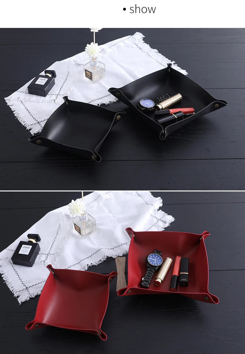 Trays Leather Personalized Desk Organizer Desktop Storage Box for Jewlery Key Cosmetics Glasses Headphone Wallet Office Home Use